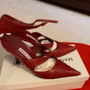 Manolo Blahnik Leather D'Orsay Pumps